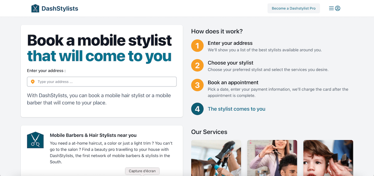 Mobile Barber Booking App Screenshot